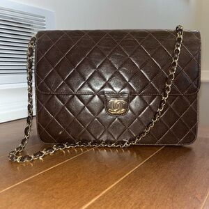 Chanel Vintage Classic Single Flap Bag in dark brown